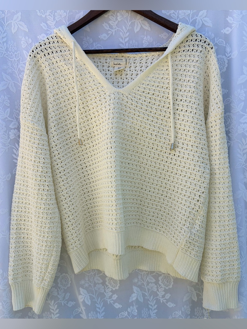 Summer ready - Artelier by Nicole Miller crochet hooded sweater, new with tags.